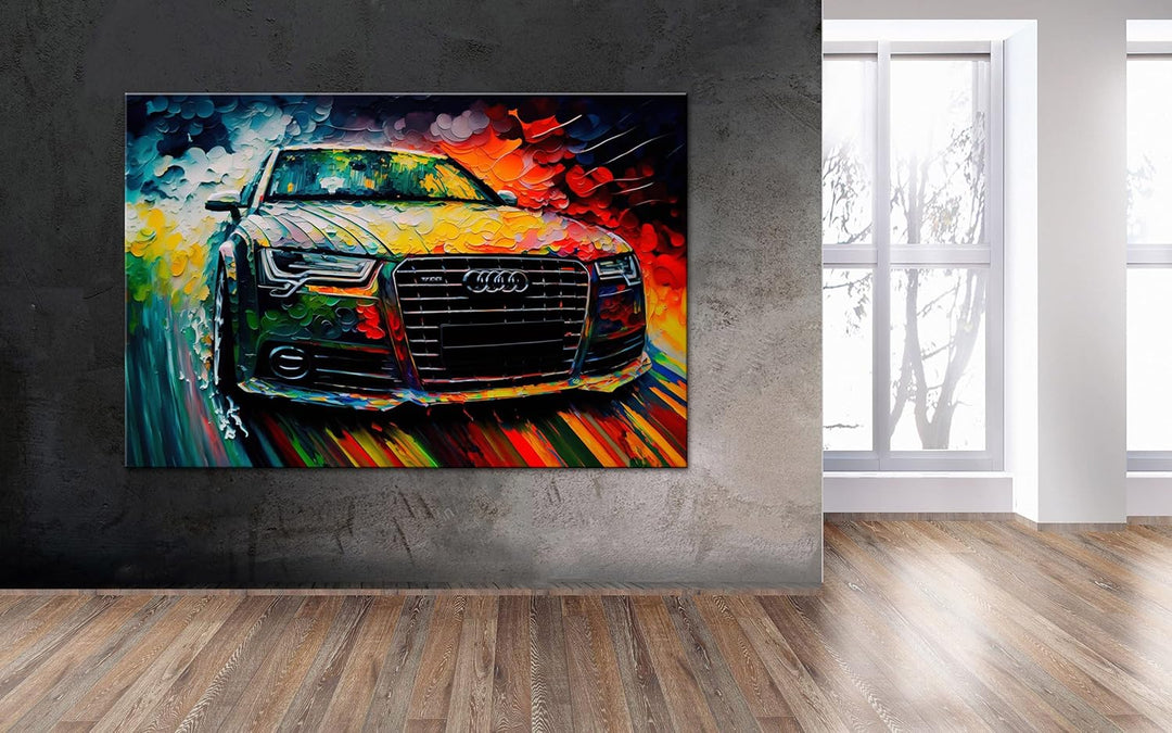 PRINTONIA Leinwand-bild 120x80cm Audi RS Abstrakt Art Sportwagen Automobil Bilder Deko Dekoration Wa