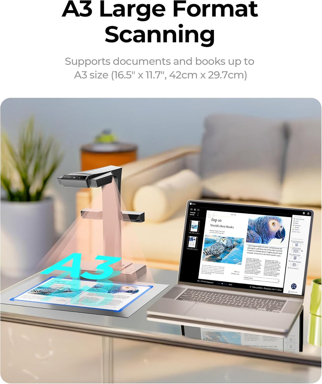 CZUR ET Max 38MP Buchscanner Professioneller Scanner mit Laser Curve Flattening-Tech, Dokumentenscan