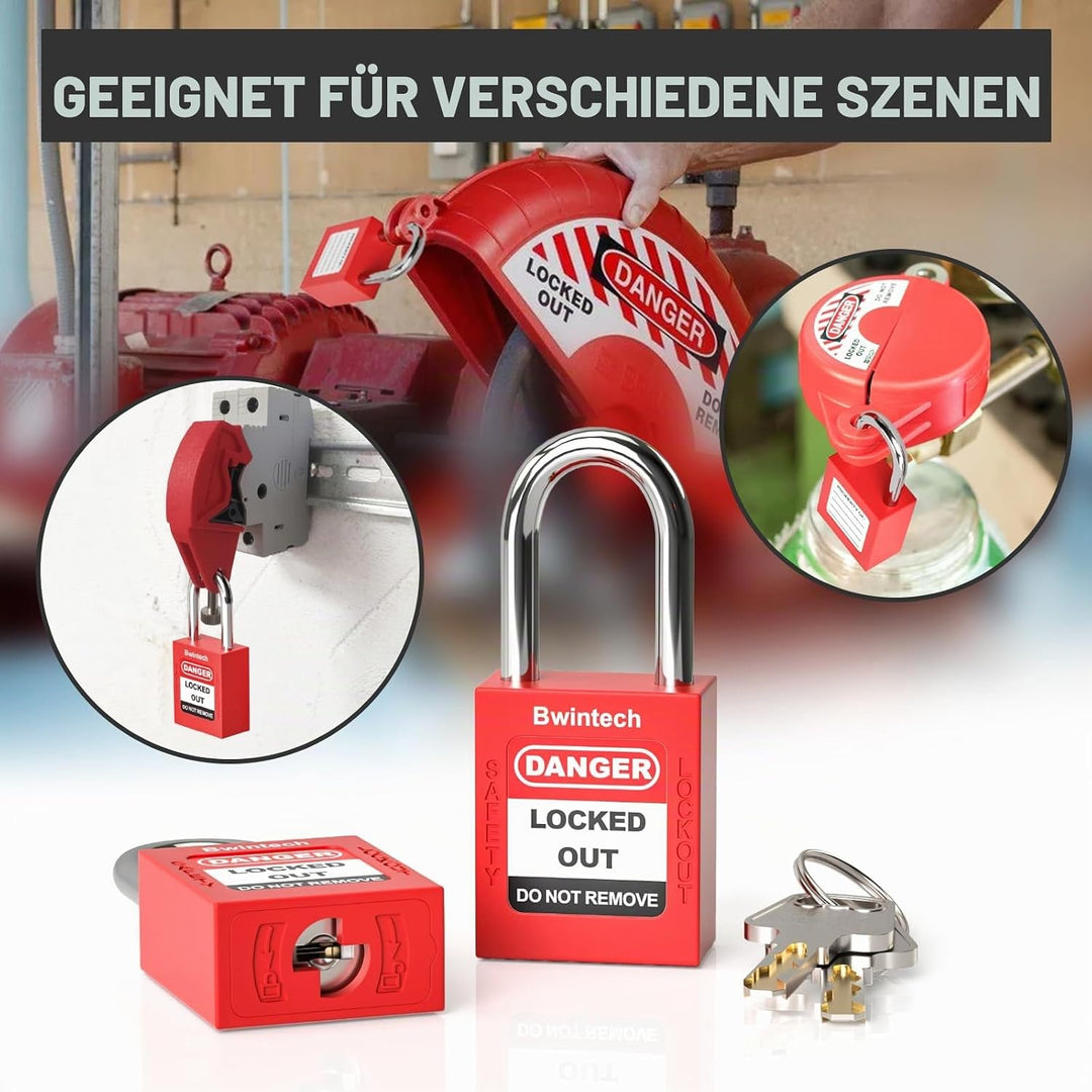 Bwintech 10 Stück 38MM verschlüsselt verschiedene rote Sicherheitsvorhängeschloss Lockout Tagout Sch