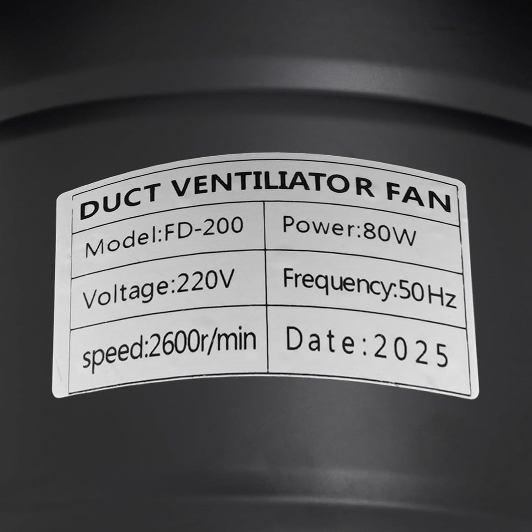 Abluftventilator, Lüftung Ventilator mit 2600 U/min, 8-Zoll-Luftauslass, 80W Leistungsstarke Wandven