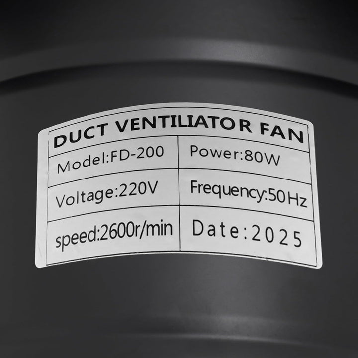 Abluftventilator, Lüftung Ventilator mit 2600 U/min, 8-Zoll-Luftauslass, 80W Leistungsstarke Wandven