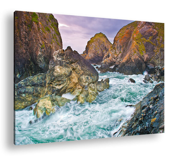 deyoli Felsige Küste von Cornwall Format: 80x60 als Leinwandbild, Motiv fertig gerahmt auf Echtholzr