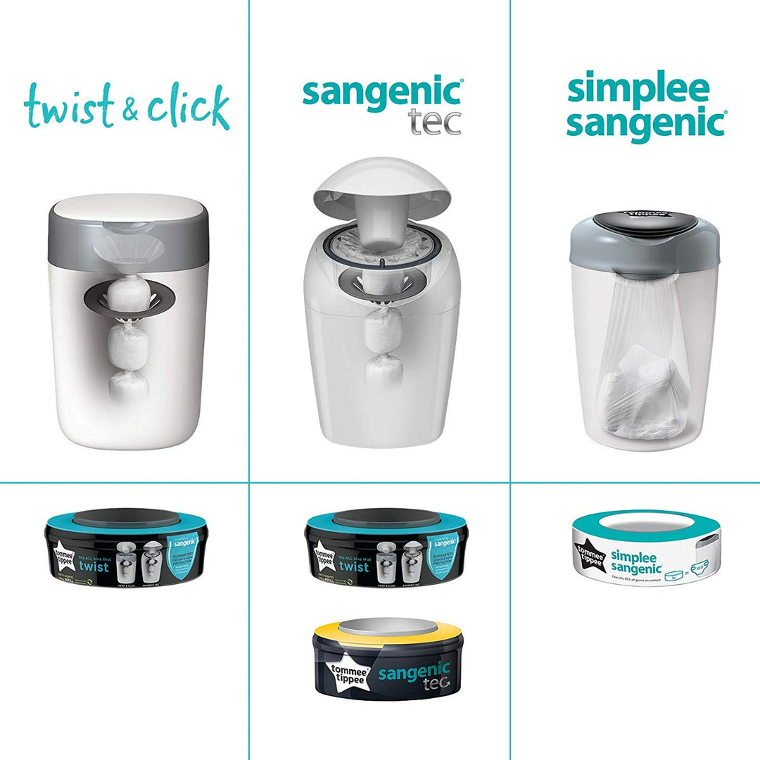 Tommee Tippee Windeleimer Twist & Click Sangenic Tec, Geruchsdichtes Windelentsorgungssystem, Inklus