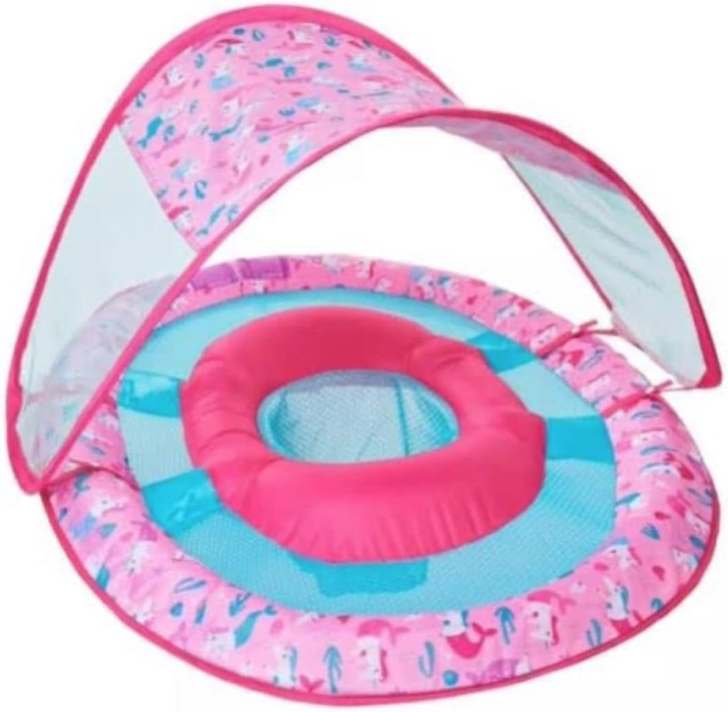 SwimWays Baby Spring Float Sun Canopy - Pink Mermaid Unicorn - 9-24 Months