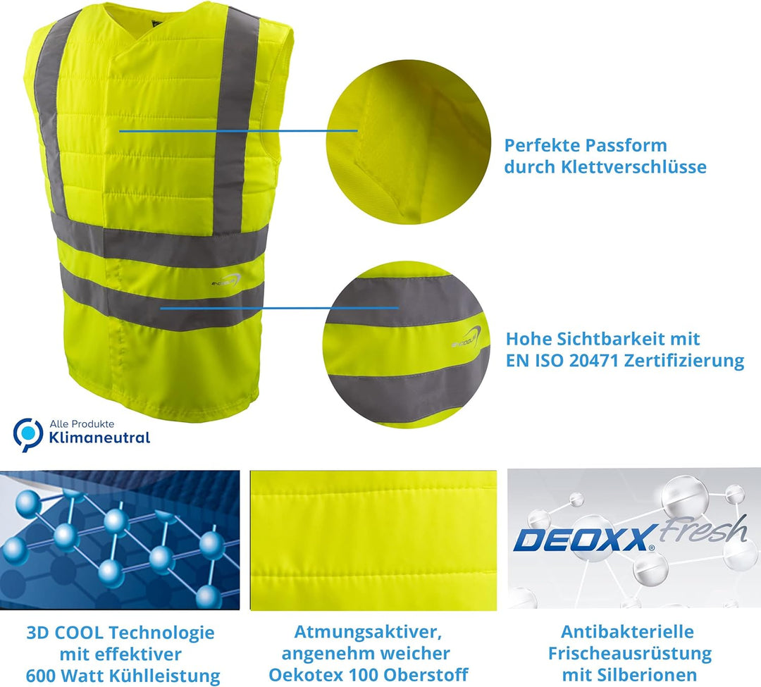 E.COOLINE PowerSignal Weste SX3 | kühlende Sicherheitsweste | zertifiziert nach EN ISO 20471 | refle