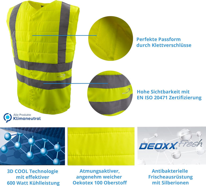 E.COOLINE PowerSignal Weste SX3 | kühlende Sicherheitsweste | zertifiziert nach EN ISO 20471 | refle