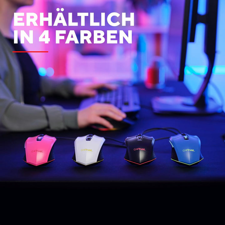 Trust Gaming GXT 109B Felox Gaming Maus mit 6 Programmierbare Tasten, Mehrfarbige LED-Beleuchtung, 2