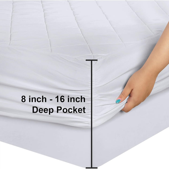 Utopia Bedding Gesteppte Matratzenauflage (Einzelbett), Matratzenbezug dehnbar bis 40,6 cm Höhe Weis