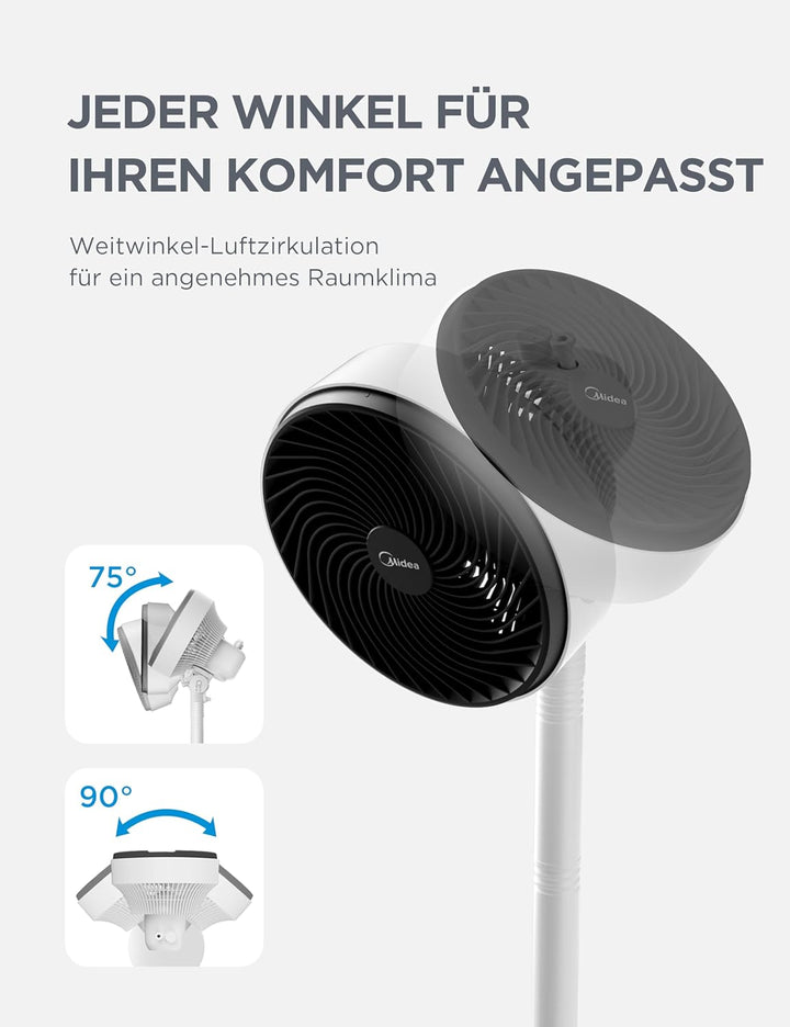 Midea FG18-22LAPH(BW) Standventilator 2 in 1 höhenverstellbar, 549 ft³/min Luftzirkulator mit 18m Re