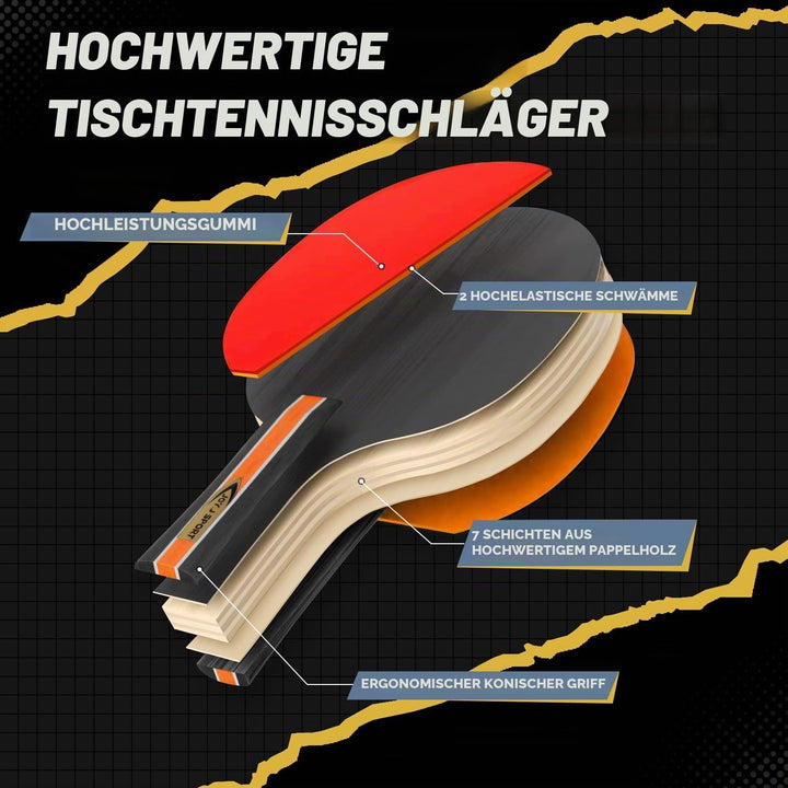 Tischtennisschläger Tischtennis Set mit Tischtennisbälle, Pingpong Set für Kinder Anfänger, Familien