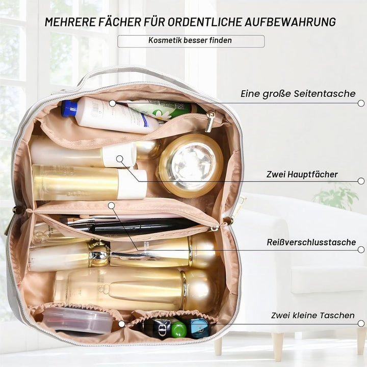 Reise Kosmetiktasche Damen mit Grossem,Tragbare Reise Make Up Tasche,Wasserdichter Schminktasche kul
