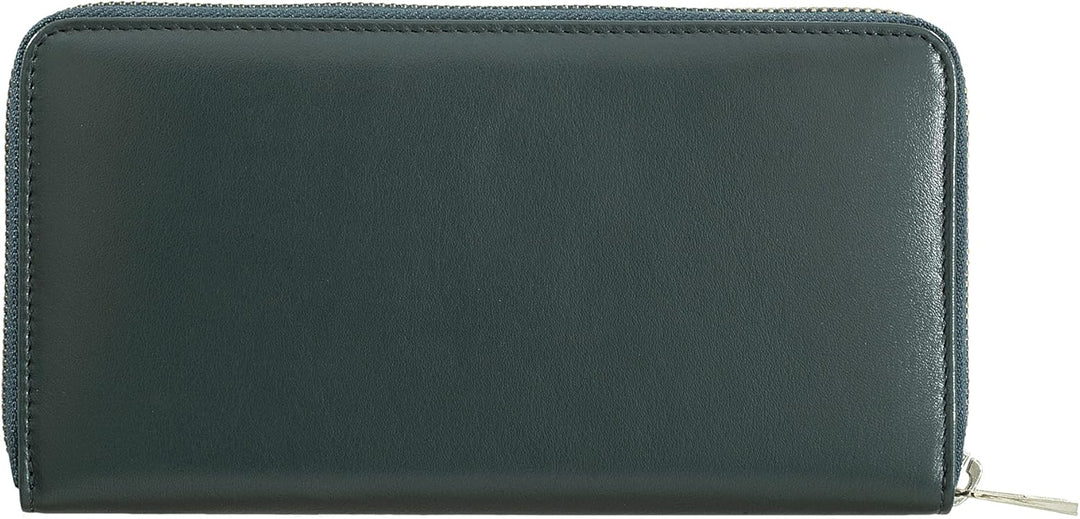 DUDU Grosse Bunte Damenbrieftasche RFID in echtem Leder mit Rundum - Reissverschluss Mangrove, Mangr
