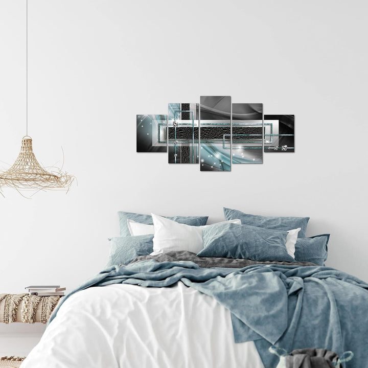 Runa Art Wandbilder Abstrakt 5 Teilig Bild auf Vlies Leinwand Deko Wohnzimmer Schlafzimmer Diamant G