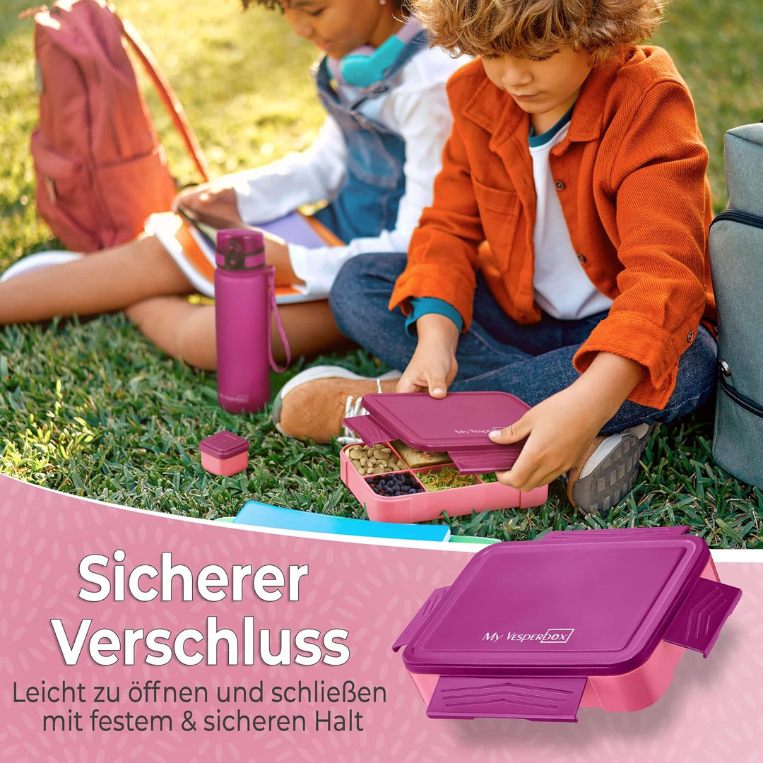 My Vesperbox® Brotdose für Kinder mit Fächern [LITE] - Lunchbox mit Trennfächern - Bento Box - Jause