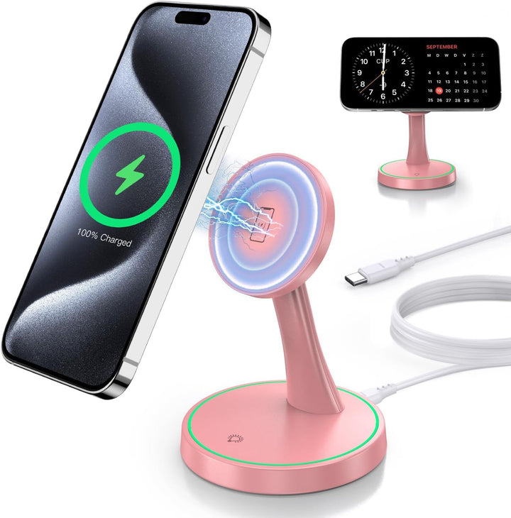 Induktive Ladestation Kompatibel mit MagSafe Ladegerät,OANDYS 2 in 1 15W Schnelles iPhone Ladestatio