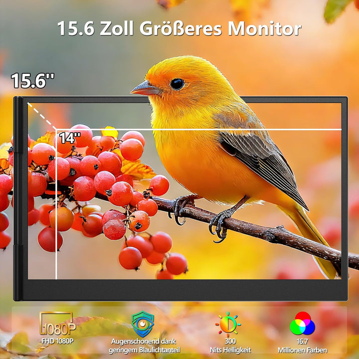 Laptop Bildschirm Erweiterung, 15.6 Inch FHD IPS Laptop Monitor Erweiterung, Laptop Screen Extender