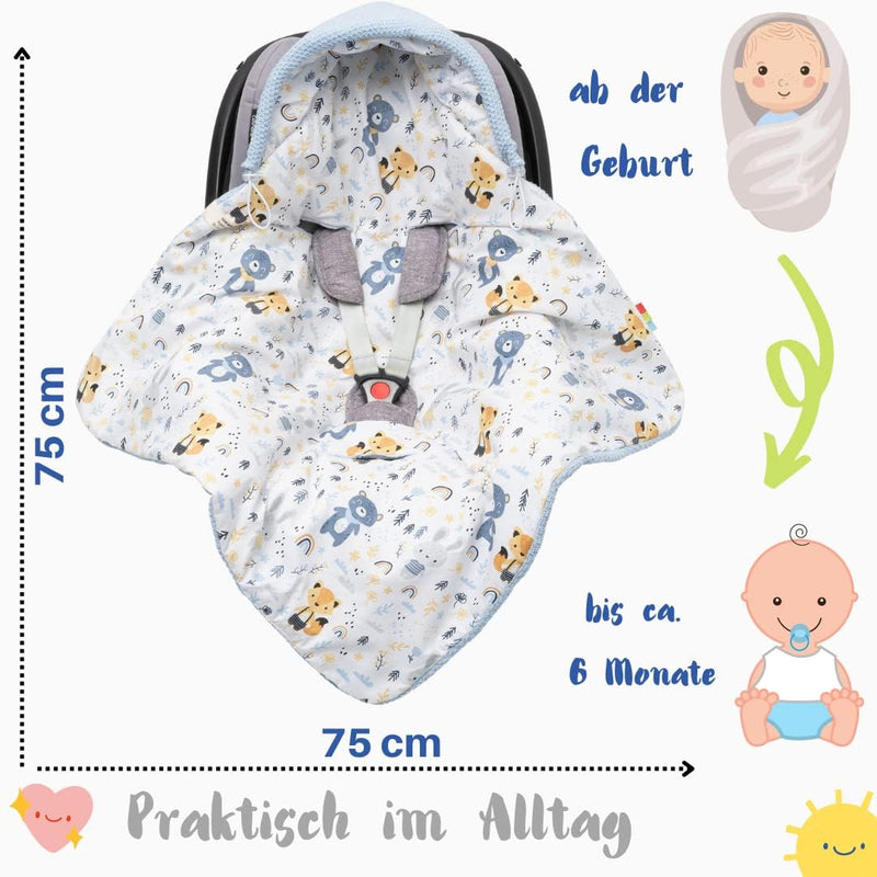 Baby Einschlagdecke Babyschale Winter Strickdecke Kinderwagendecke Fusssack Baby 100% Baumwolle mit