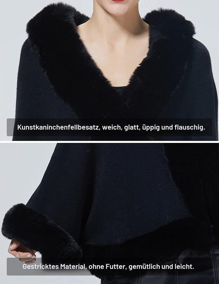 BEAUTELICATE Kunstpelz Stola Schal Damen Strick Bolero Poncho Cape für Hochzeit Abendkleid Braut Fra