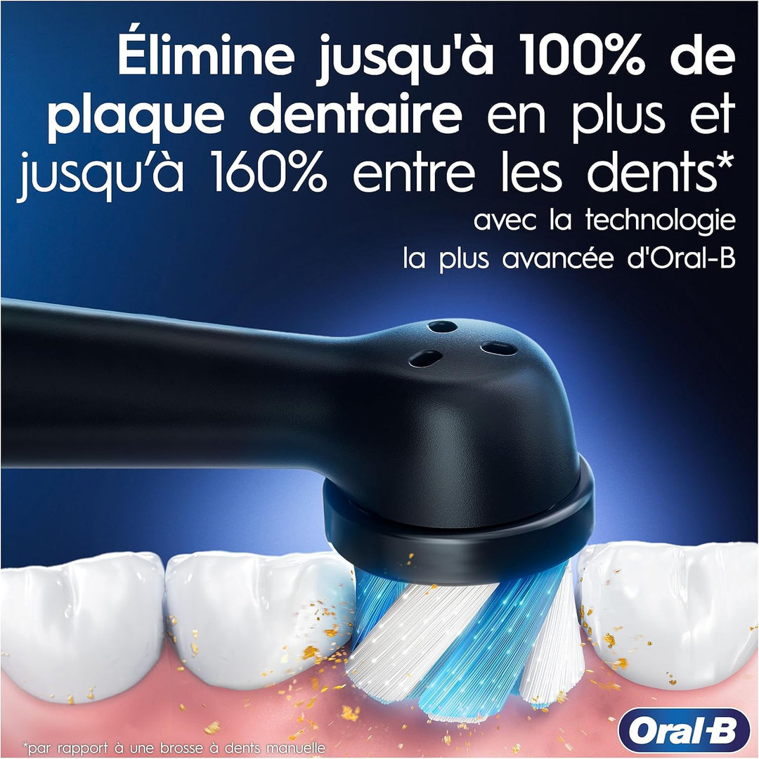 Oral-B iO 4 elektrische Zahnbürsten (2er-Pack) mit wiederaufladbarem Griff, 2 Aufsätzen und Reiseetu