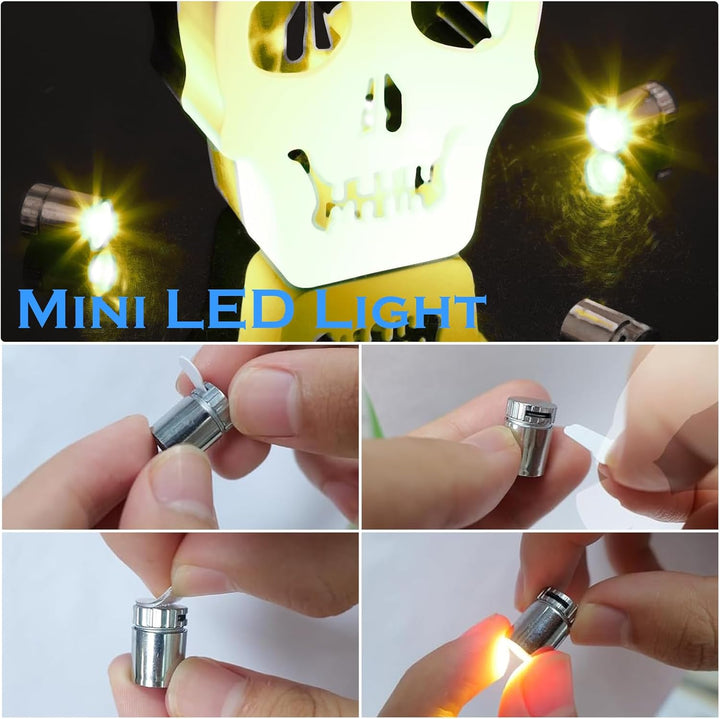 Mini LED Licht, 20 Stück Micro LED Licht, Puppenhaus Beleuchtung mit 20 Kleber, Kleine Lichter mit B