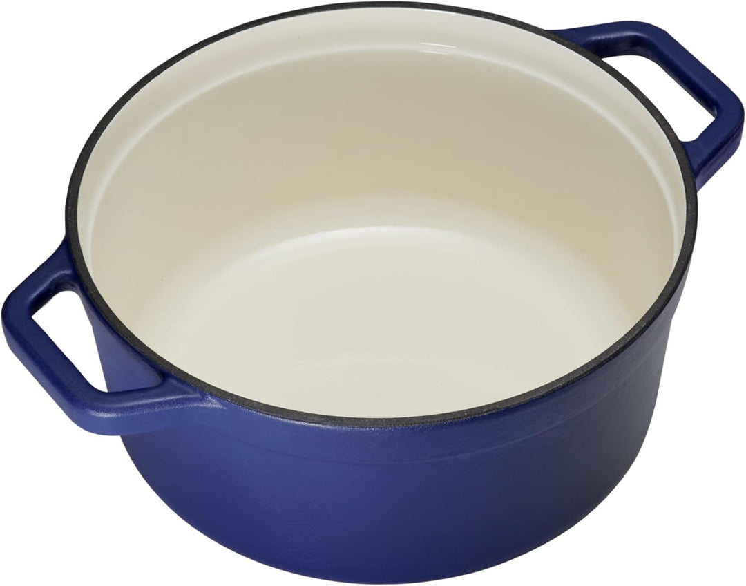 CHEF CUISINE Gusseiserner Bräter, blau, emailiert, 3,5 Liter, Deckel mit Edelstahl-Knauf