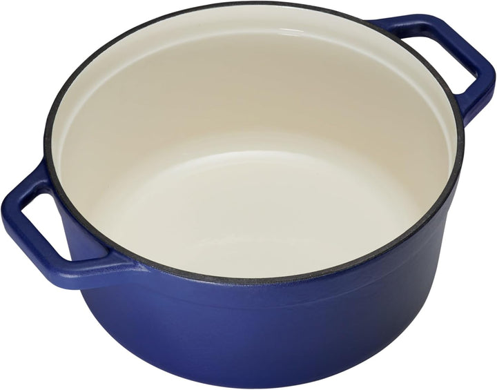 CHEF CUISINE Gusseiserner Bräter, blau, emailiert, 3,5 Liter, Deckel mit Edelstahl-Knauf