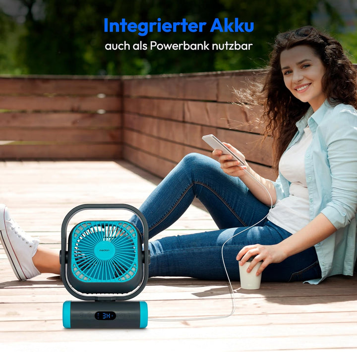 MEDION Ventilator E10 TF (Akku, Mini Ventilator, USB Ventilator klein mit Licht, Fernbedienung, 5 St