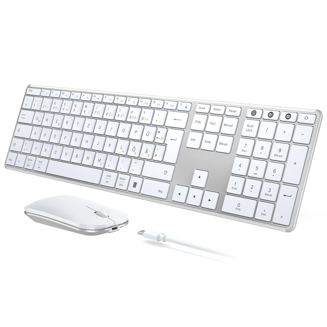 seenda SKM64-3 Bluetooth Tastatur mit Maus, Tastatur Maus Set Kabellos für Windows/Mac/iPad/Android