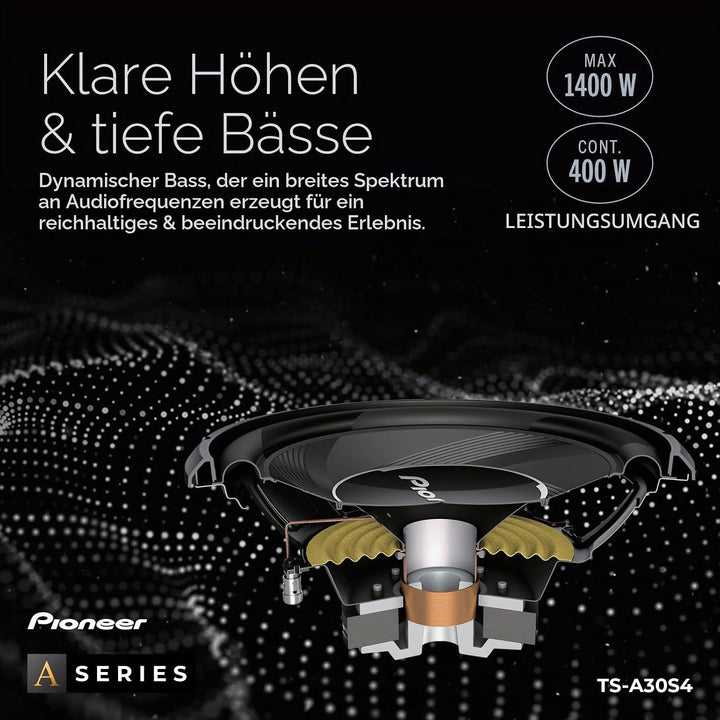 PIONEER TS-A30S4 Subwoofer (1.400 W), 30 cm/12", IMPP Membran für kraftvollen Klang, kontinuierliche