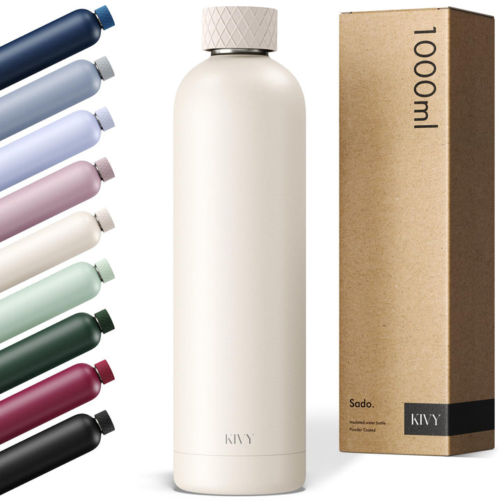 KIVY Isolierte Trinkflasche 1l Edelstahl - Auslaufsichere Thermosflasche 1l - Kohlensäure geeignet -