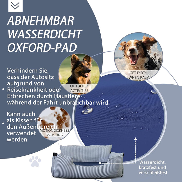 Hunde Autositz Hundebox 110 x 45 x 55 cm für Grosse und Mittlere Hunde, Praktischer Hundesitz Auf De