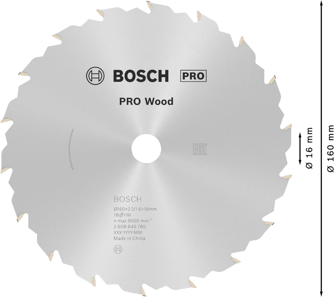 Bosch 1x PRO Wood Kreissägeblatt für Akku-Handkreissägen (für Weichholz, Hartholz, Ø mm, Professiona