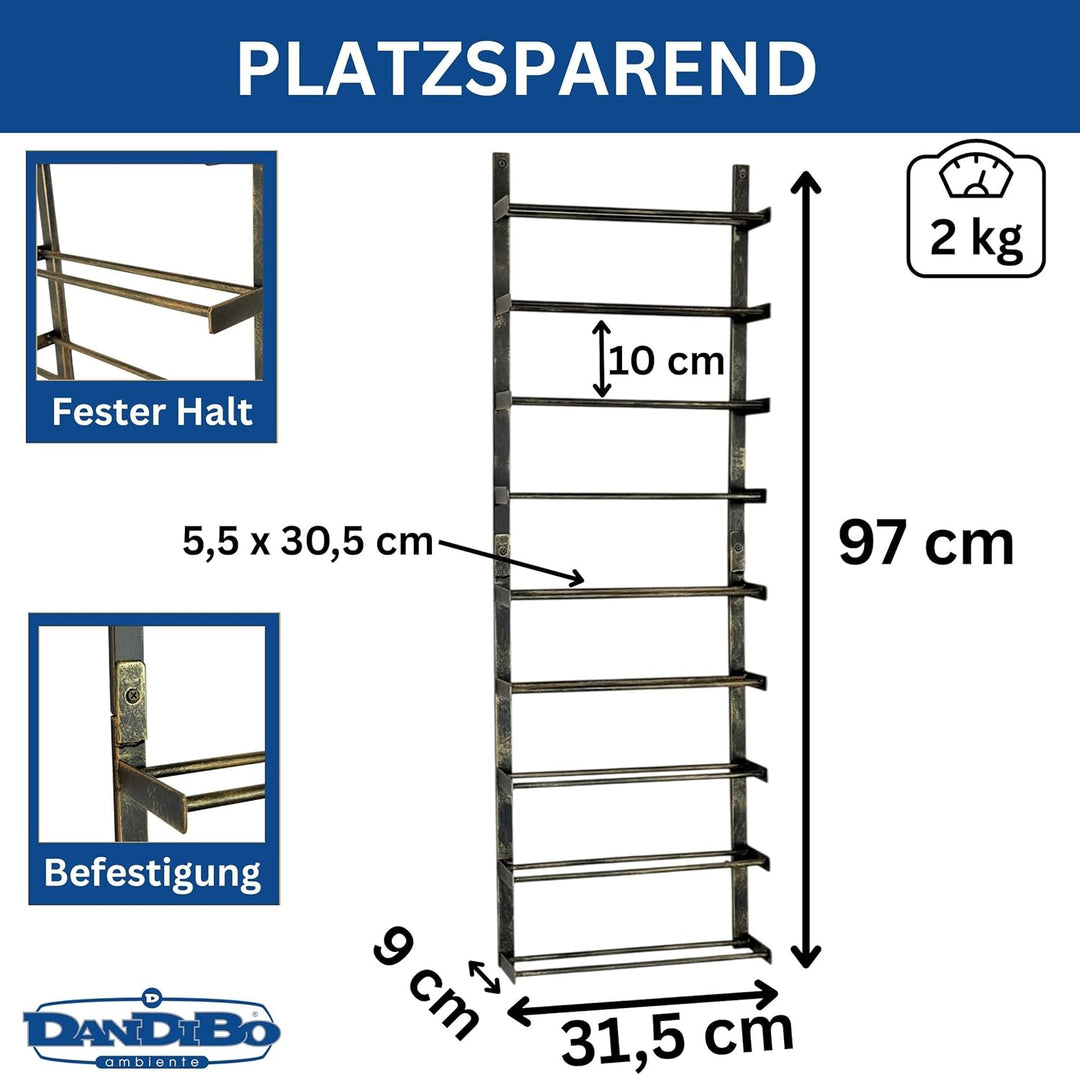 DanDiBo Weinregal Wand Metall Schwarz 240402 Flaschenregal Schmal Wandmontage Wine Rack Weinflaschen