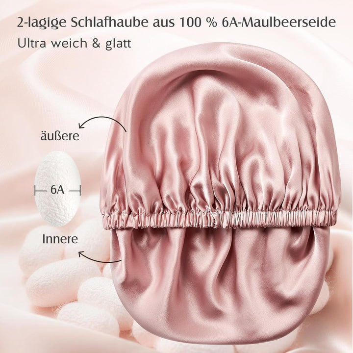 Umisleep Doppellagige 22 Momme 100% Maulbeerseide Schlafmütze für lockiges Haar, Atmungsaktive, Vers