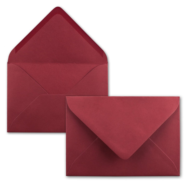 200 Brief-Umschläge - Dunkel-Rot - DIN C6-114 x 162 mm - Kuverts mit Nassklebung ohne Fenster für Gr