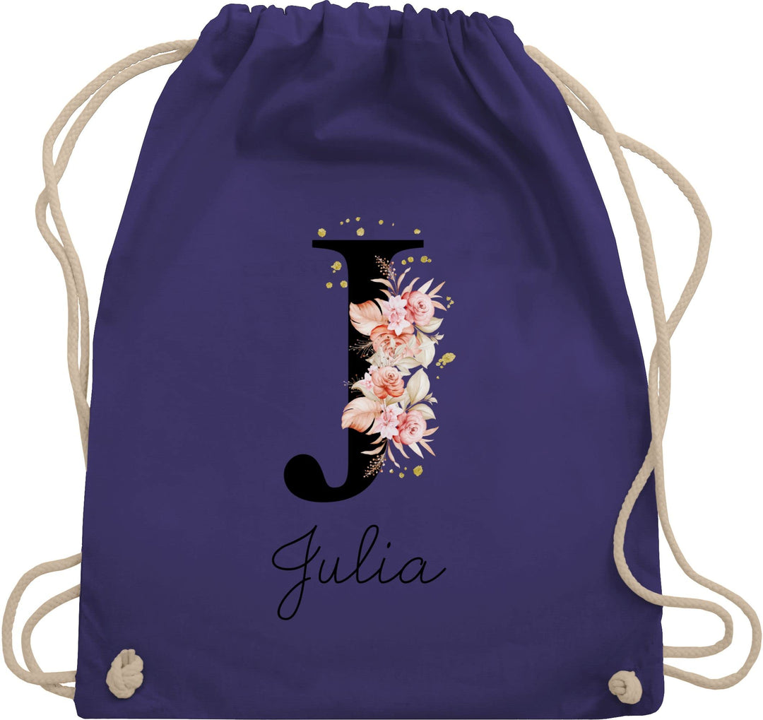 Turnbeutel Rucksack - Initialen - Buchstabe mit Name personalisiert I Anfangsbuchstabe I Initiale -
