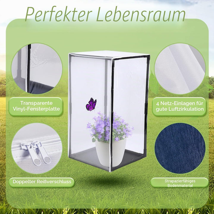 Tragbarer Insektenkäfig aus Netzgewebe für die Zucht im Freien, grosses PVC-Rohr für stabilen Halt,
