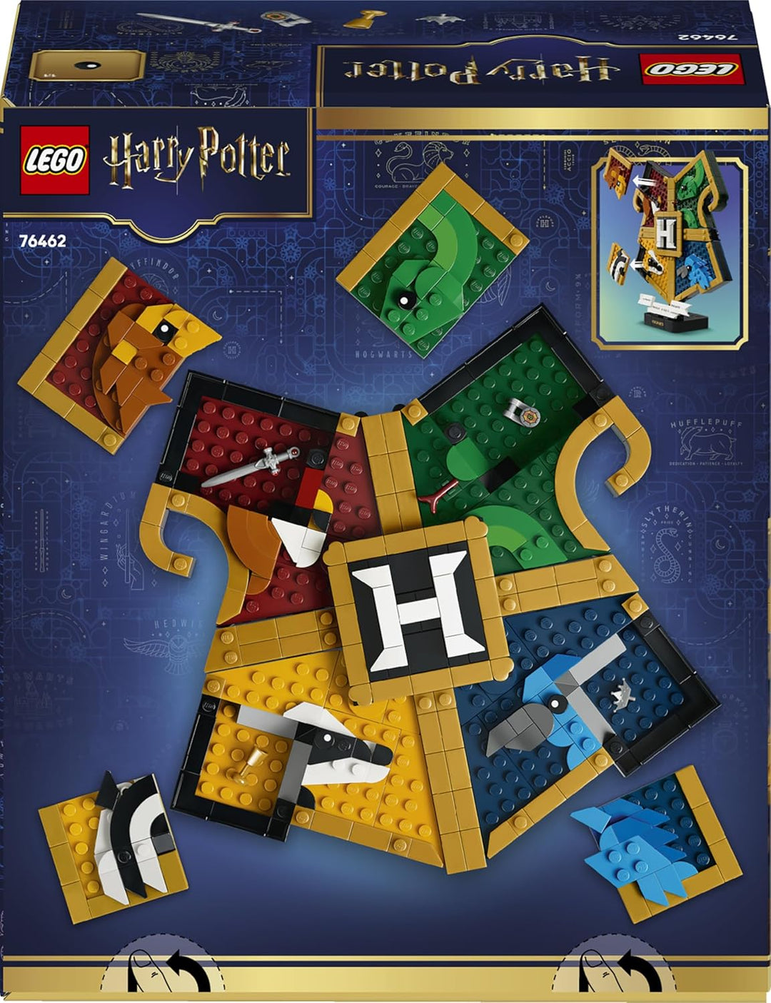 LEGO Harry Potter Hogwarts Hauswappen - Wanddeko 3D Modell mit Tieren - DIY Deko fürs Kinderzimmer -