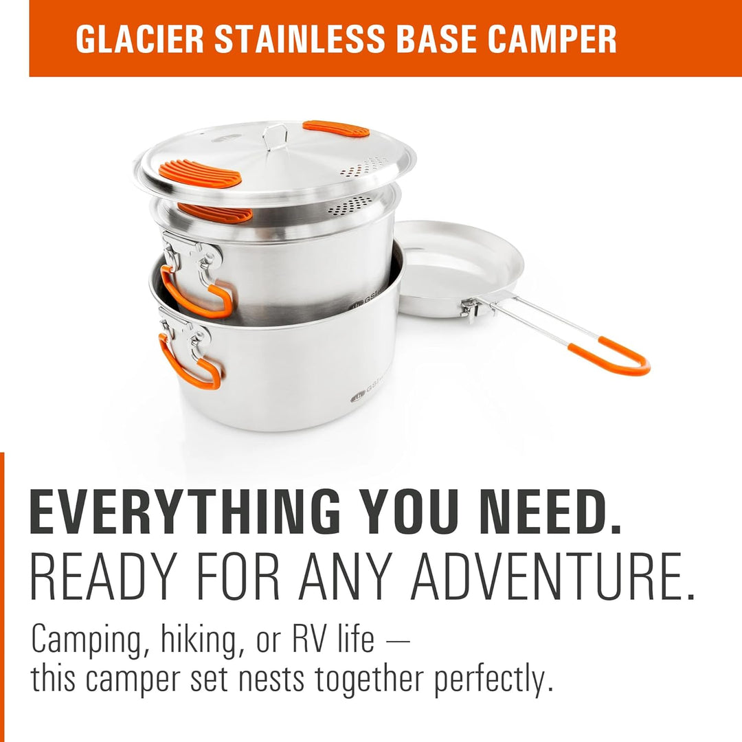GSI Outdoors Stainless Steel Base Camper - 3 Pieces Cookset Einheitsgrösse, Einheitsgröße