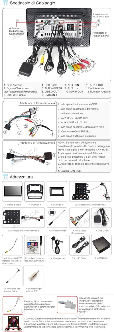 ACAVICA Android Autoradio Navi für FIAT Doblo MK2 2010-2015; Opel Combo D 2011-2017, mit 10.1" 1280×