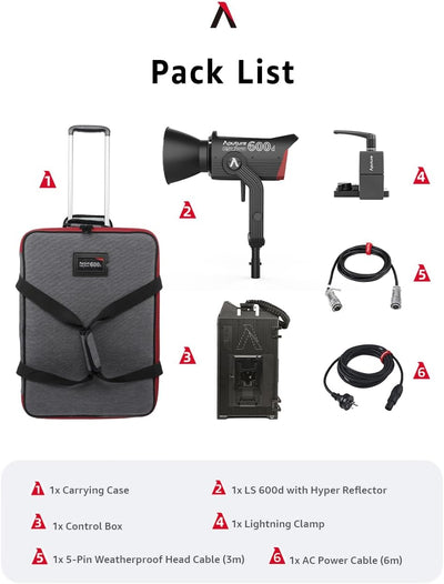 Aputure LS 600d - 600W COB Punktlicht-LED, Dauerlicht für Videoaufnahmen im Studio, 8.500 Lux@3M 560