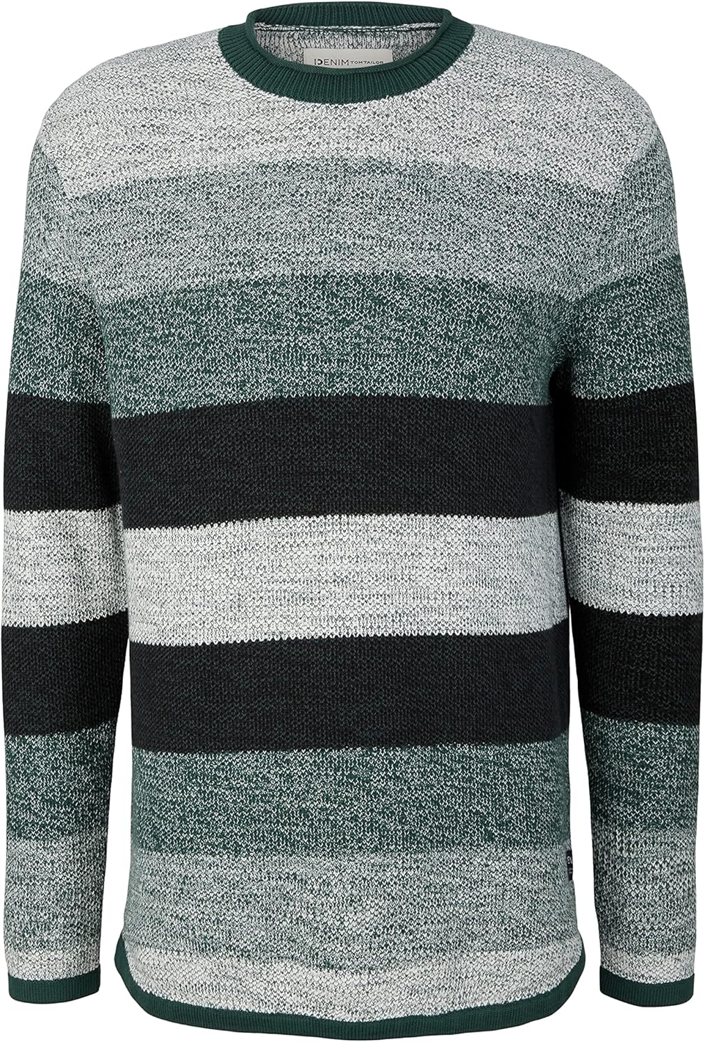 TOM TAILOR Denim Herren Strickpullover mit Streifen L 30905 - Green Off White Color Flow, L 30905 -