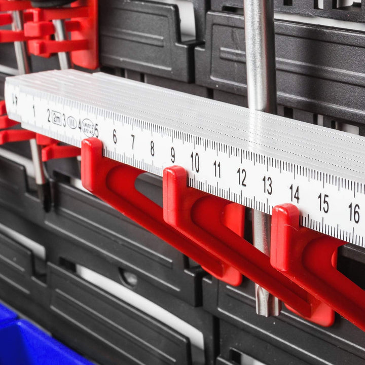 Lagersystem Wandregal XXL 1158 x 780 mm - Extra Starke Werkzeugwand mit Stapelboxen – 111 tlg. - Rot