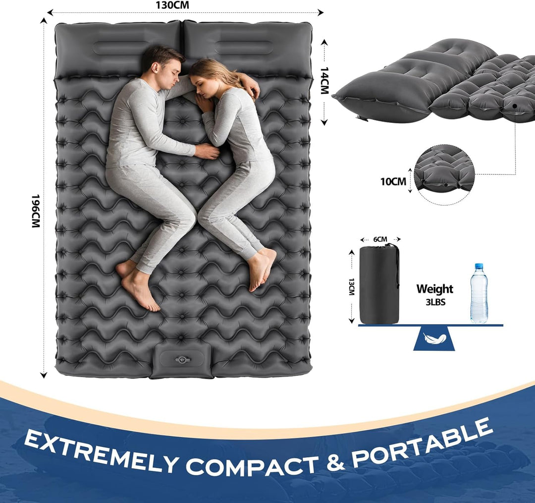 PHYSEN Camping Isomatte mit Aufblasbare & 360° Riemen – Wasserdicht Fusspumpe Luftmatratze für Outdo