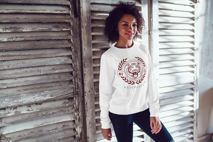 Neverless® Sweatshirt Damen Schriftzug Oldschool Print Tiger Pullover Bedruckt Rundhals Pulli Sweate
