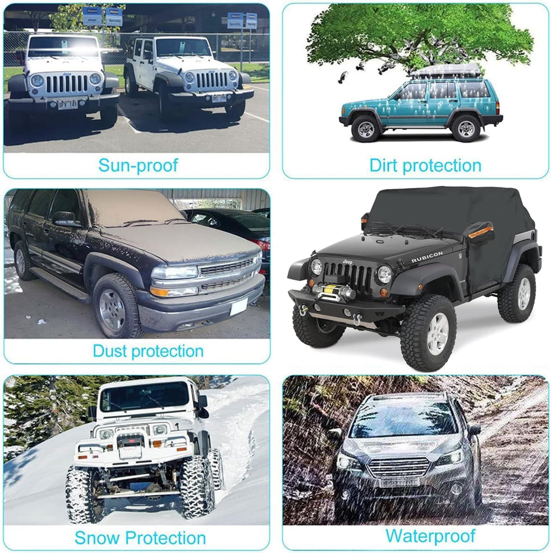 Big Ant wasserdichte Halb Autoplane für Jeep Wrangler 4 Tür - Schwarz Schwarz 4 Tür, Schwarz 4 Tür