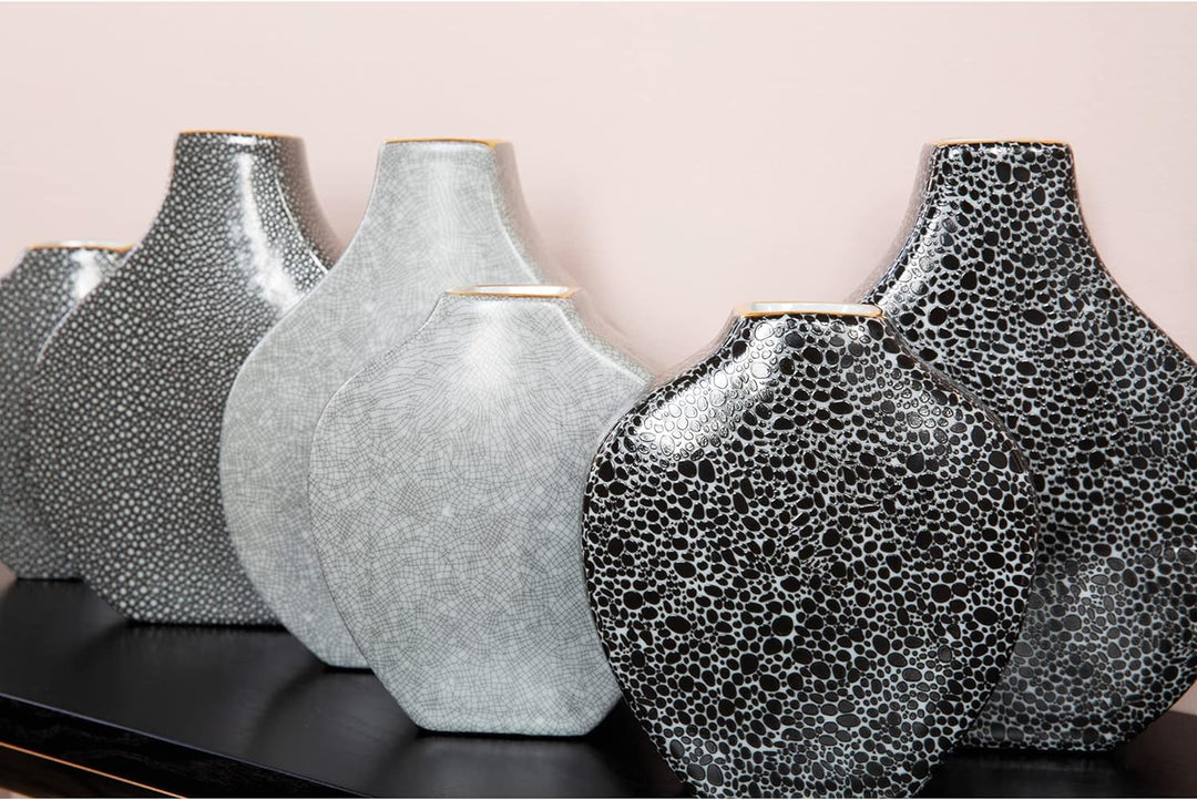 Fink Minta Vase aus Porzellan in der Farbe Gold-Grau, Masse: 6cm x 15cm x 18cm, 127106
