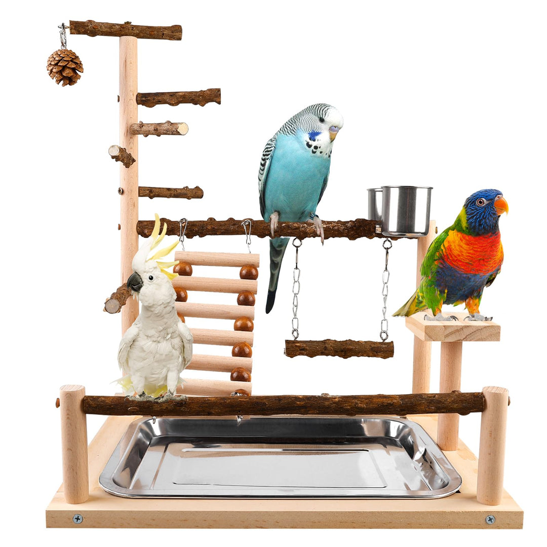 Vögel Spielplatz, Wellensittich Spielplatz Vogel-Spielplatz, Papageienspielständer Mit Feeder Cup Un