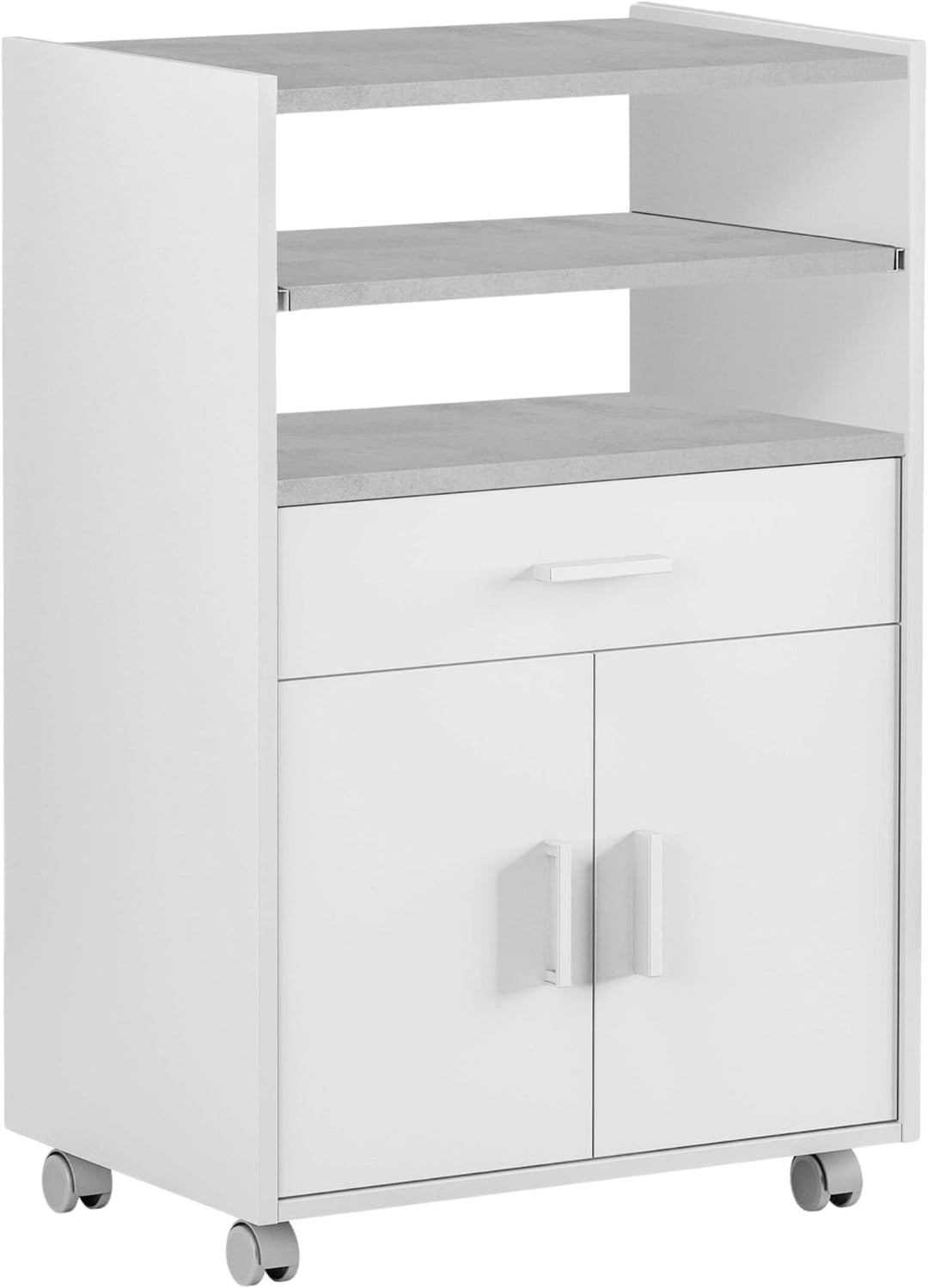 Habitdesign Beistellschrank für Küche mit Rollen, Mikrowelle, Schrank mit 1 Schublade und 2 Türen, A