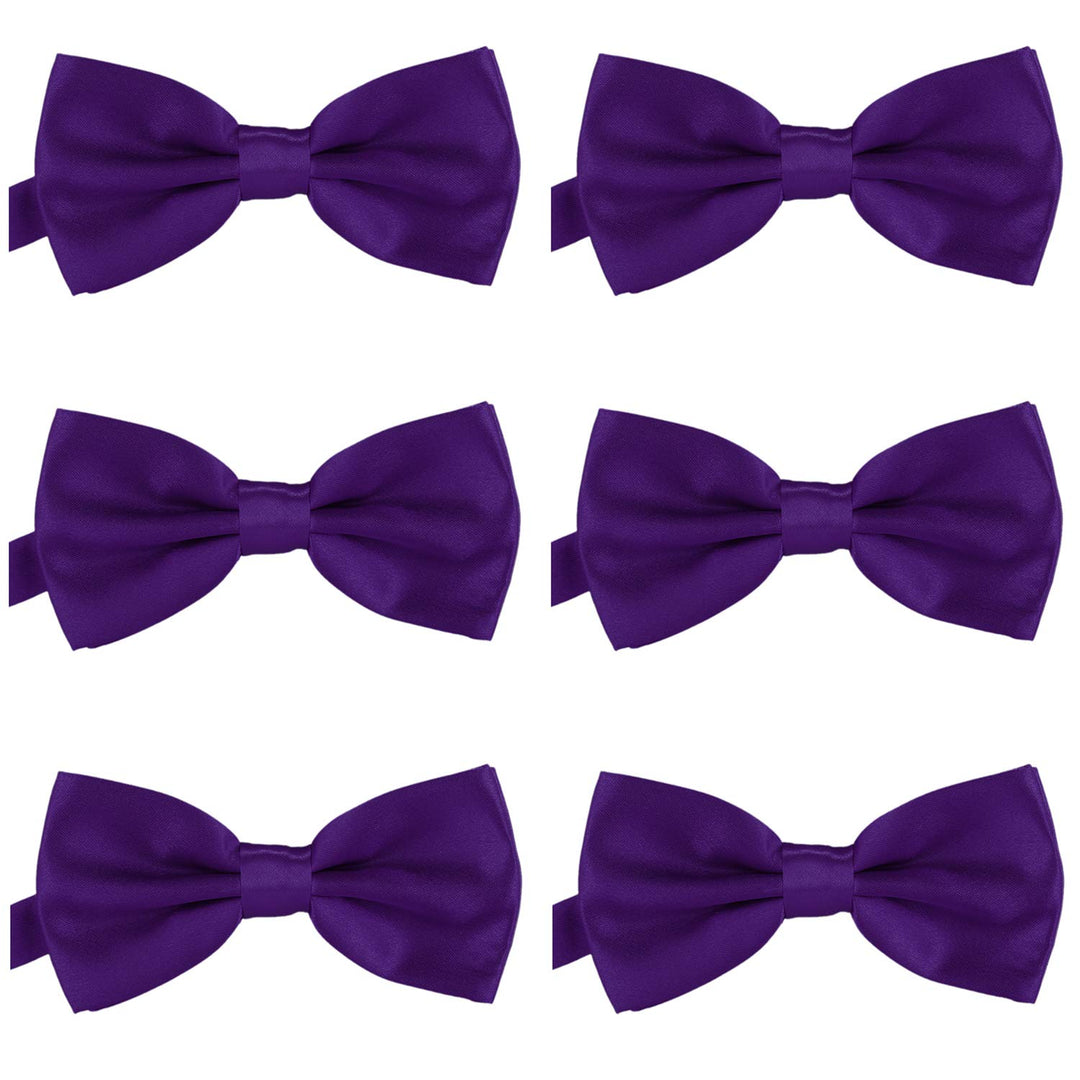 DonDon 6er Set Herren Fliege 12 x 6 cm gebunden und längenverstellbar Violett, Violett